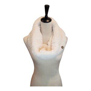 FAT FACE Infinity Scarf Ivory Soft Faux Fur Vintage Snood Infinity Cowl Neck